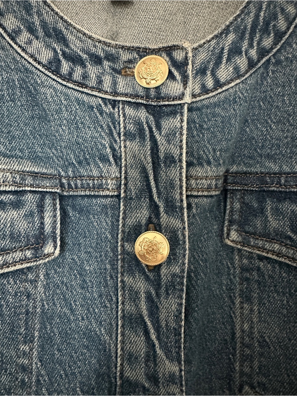 J.Crew Light Blue Denim Top with Black Label - Picture 3 of 5